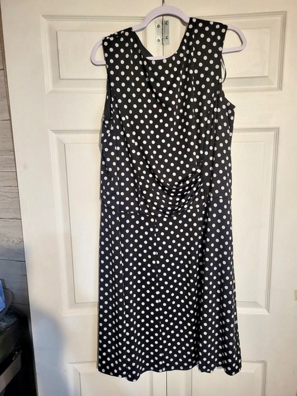 Perceptions Polka Dot Sleeveless Dress in Black & White Size XL